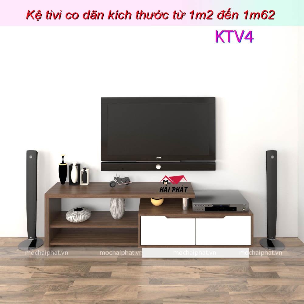 Kệ TiVi KTV-4 Mộc Hải Phát: Kệ TiVi KTV-4 Mộc Hải Phát là lựa chọn tuyệt vời cho một không gian giải trí đa năng và đẳng cấp. Với thiết kế từ chất liệu gỗ cao cấp và kết cấu chắc chắn, kệ TiVi KTV-4 không chỉ đẹp mà còn rất bền và tiện dụng cho những chiếc ti vi hiện đại của gia đình bạn.